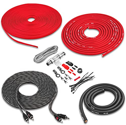 Belva True 4 Gauge AWG Premium CCA Complete Amplifier Wiring Kit with OFC 2-Channel RCA Cable - BAK42 RED