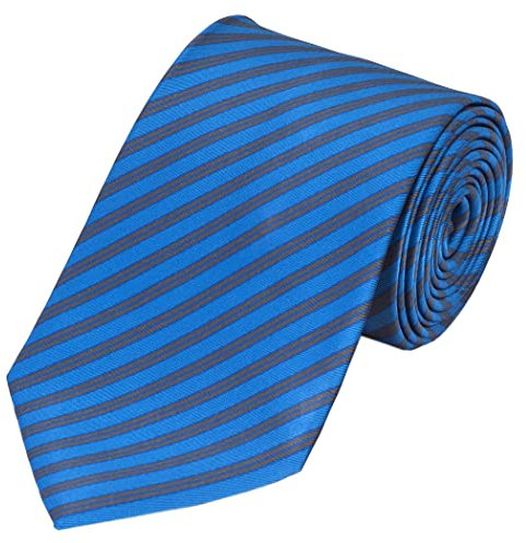 Fabio Farini - Herren gestreifte Krawatte - 8cm Breite, Schlips klassisch Robuste Pflegeleichte Mikrofaser für alle Anlässe wie Hochzeit, Beerdigung, oder Business Dunkelblau Verkehrsblau