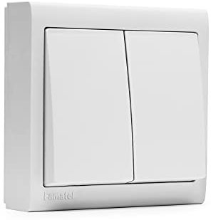FAMATEL – Doppelschalter I Aufputz I 72 x 72 mm I 10A I 250V I Serie Living 8000, Normal Size