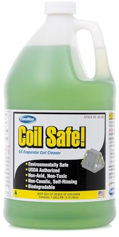 ComStar Coil Safe Evap Coil Cleaner, 1 Gallon, Self-Rinsing, Neutral pH, Non-Toxic, For Commercial/Residential AC & Refrigeration Coils, Made in USA, Green, Pleasant Smell (90-298)