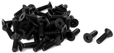 sourcing map 50 Stück M6x20mm 10.9 Kohlenstoffstahl Senkkopfschrauben Senkkopf Innensechskant Schrauben Schwarz