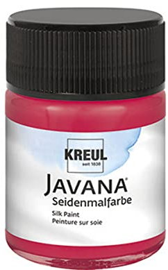 KREUL 8194 - Javana Seidenmalfarbe im 50 ml Glas, cherry, hochpigmentierte und brillante Farbe auf Wasserbasis, mit fließend flüssigem Charakter, dringt tief in die Fasern ein