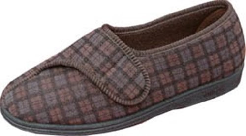 Comfylux Mens Paul Brown Slipper With Adjustable Fastening Size: 11