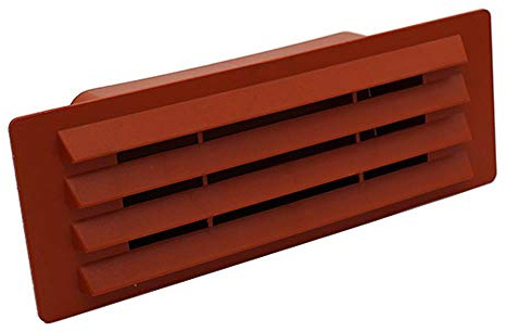 Kair Terracotta Airbrick Grille with Damper Flap for 150mm x 70mm Ducting | Fits inside 150 x 70mm rectangular ducting pipe such as Kair, Airbrick external dimensions 221 x 80mm - Spigot Size: 146mm