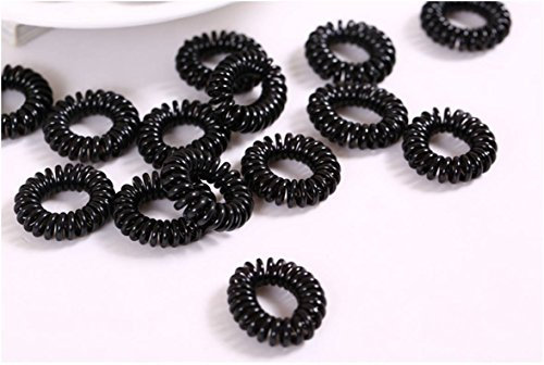 Miya® 10er Set schwarz elastisch Telefonkabel Haargummi, Mini Kunststoff-Spirale, Telefonhaargummi, Haarschmuck, Armband