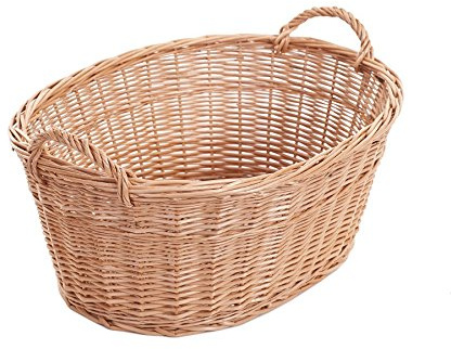 e-wicker24 Ovale naturfarbige Weidenschüssel, Wäschekorb aus Weide, Weidenwanne in Naturfarbe, Weidenkorb in Wanneform (Natur)