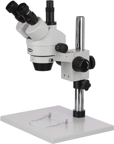 AmScope SM-1TZ Trinokulares Inspektionsmikroskop mit Super Groß Ständer, 3.5X-90X, Weiß