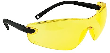 Portwest PW34 Profil-Sicherheitsbrille Anti-Kratz-Beschichtung | Bernstein, Einheitsgröße, UPF 50+, EN 166, EN 172, CE-Zertifiziert, Smoke Einheitsgröße, Abriebfest, Kratzfest