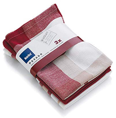 Kela Geschirrtuch-Set 15963 100% Baumwolle, 65 x 45 cm, 3-TLG., Pasado, Rot