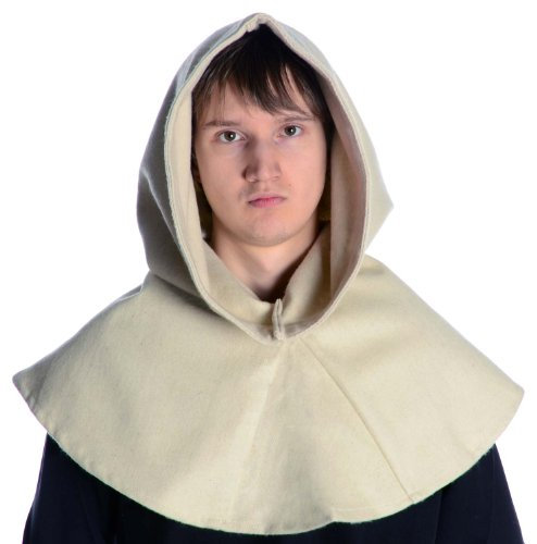 HEMAD Mittelalter Gugel Schafwollfilz Natur