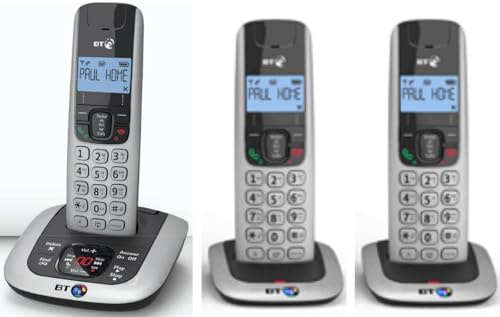 BT BT3520 TRIO Cordless Phone with Answering Machine (Hands Free Functionality, Low Radiation)