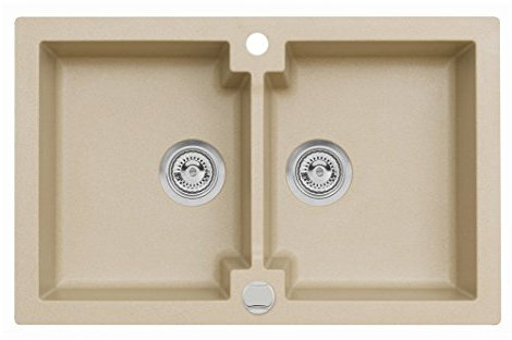 Einbau Spüle Mojito 160 für 80er Axigranit Doppelbecken Küchenspüle 79 x 50 cm (Axis Beige)