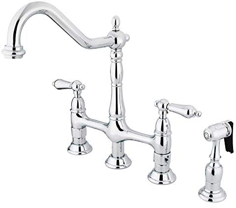 Kingston Brass KS1271ALBS Heritage Bridge Kitchen Faucet, 8-9/16, Polished Chrome