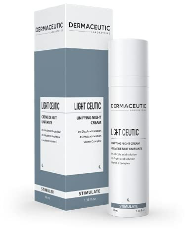 Dermaceutic Light Ceutic - Hautstraffende Nachtcreme - Aufhellende Anti-Aging-Gesichtscreme mit Glykolsäure, Phytinsäure und Vitamin C - Antifaltencreme - 40 ml