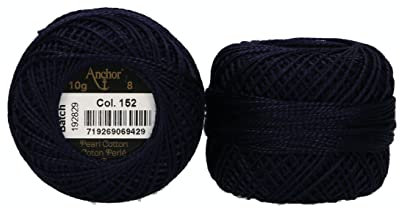 Anchor 4591008-00152 Stickgarne, 100% Baumwolle, blauschwarz, Stärke 8, 82m, 16 Gramm