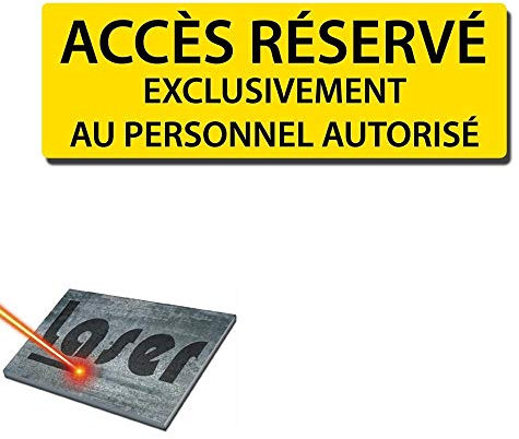 Plaque gravée autocollante 30x10 cm Accès réservé personnel autorisé fond jaune