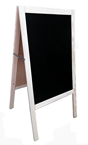 Lavagna nera, con cavalletto, in pino, 120 x 60 cm, adatta per pennarello in gesso liquido e gesso tradizionale, a 2 facce