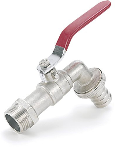 REHAU Garten, Wasserhahn mit Kugelventil 1/2 Zoll, Messing matt verchromt, 18.1 x 15.9 x 7.4 cm, mehrfarbig, 12402051003