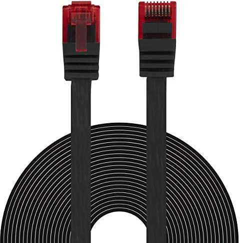 BIGtec Ethernet LAN Kabel 1m flexibles flaches Netzwerkkabel Patchkabel schwarz flachband Cable Gigabit DSL ISDN Flachbandkabel Verlegekabel RJ45 Stecker