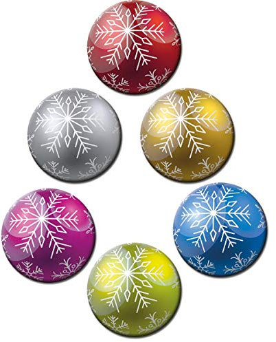 Magnete Weihnachtskugel Bunt Kugeloptik 6er Weihnachten Deko Geschenk Set Kühlschrankmagnete Weihnachtsdeko stark groß 50mm rund