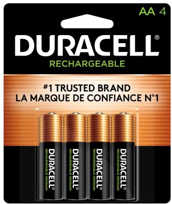 Duracell Rechargeable AA Batteries 4 Count, Long-lasting Power, All-Purpose Pre-Charged NiMH Double A Battery for Household and Gaming Devices