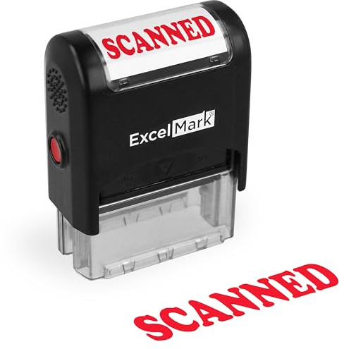 ExcelMark SCANNED Self Inking Rubber Stamp - Red Ink (42A1539WEB-R)