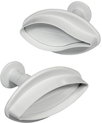 PME LY1000 Lot de 2 Emporte Pièce à Poussoir Lys Nervuré, Plastique, Blanc, 3 x 3 x 4 cmLY1000
