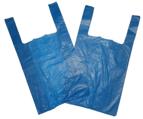 Venuscello® 1000 x Vest Style Carrier Bags Blue Plastic 11 x 17 x 21 Heavy Duty Carry Bags for Vegetables Fruits Groceries Shopping