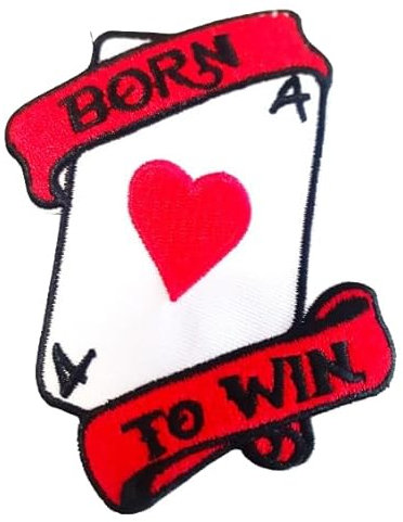 B2see Aufnäher Poker Spielkarten Ass, Bügelbild Patch für Kleidung, Schwarz-Rot-Weiß