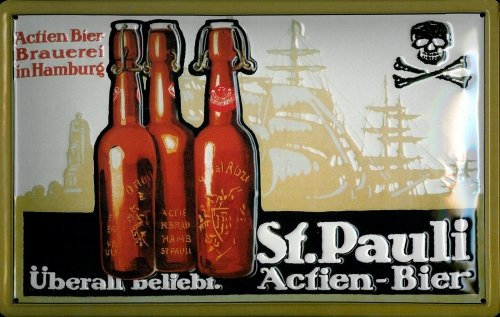 Buddel-Bini Versand Blechschild St. Pauli Bier Brauerei Hamburg Retro Schild Bierwerbung Nostalgieschild