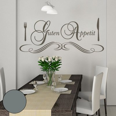 Klebesüchtig Wandtattoo Wohnzimmer Guten Appetit 60cm x 25cm grau - Türaufkleber Flur - Wandsticker Kinderzimmer Jungen - Aufkleber für Flur, Küche, Bad - Dekoration Wohnung - Sticker