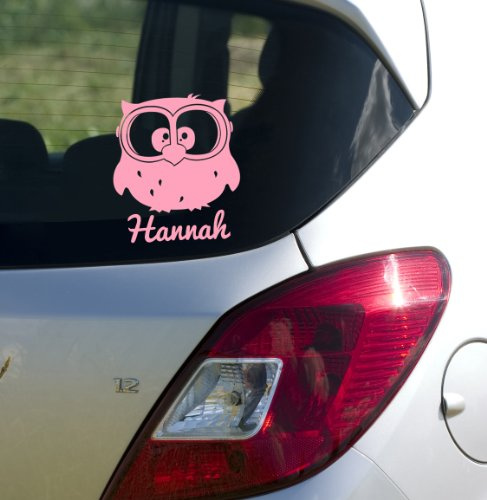 wandtattoo-welt Autoaufkleber Autotattoo Eule Heckscheibenaufkleber Baby Auto mit Namen Eule Punkte Name Autoaufkleber MA107