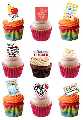 27 Stand Up Thank You Teacher Edible Wafer Paper Cake Toppers Decorations