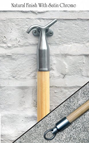 Sash window Pole Hook, for opening Sash, Compatible with VELUX® Roof Windows, Attic & Loft Hatch, blinds Skylight, Fanlight - (Satin Chrome & Natural Pine)