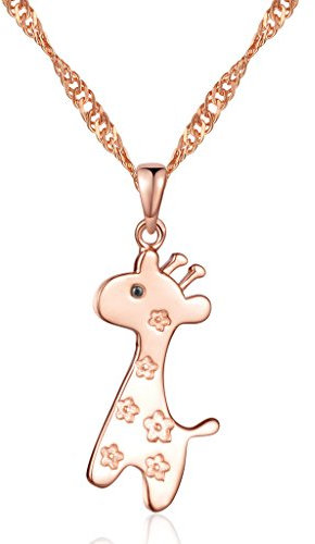 Unendlich U Niedlich Sika-Hirsch Damen Halskette 925 Sterling Silber Giraffe Anhänger Kettenanhänger, Rosegold