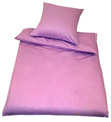 Kinzler B-10004/22 hochwertige Baumwoll-Satin Bettwäsche Uni, modern, 40x80 + 135x200 cm, Flieder