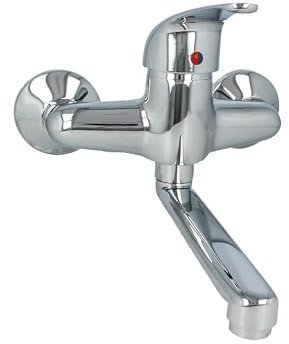 tecuro Einhebel Spültischarmatur Wandarmatur mit Auslauf 200 mm Küche/Keller