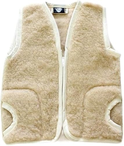 Merino Wool Gilet pour bébé 100 % naturel de qualité pour bébé 4-5 ans Crème, crème, 3-5 Years