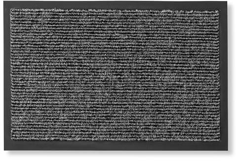 Carpido Fußmatte innen - rutschfeste Türmatte für Eingangsbereich - Sauberlauf wasserabweisend - Pflegeleichte Schmutzfangmatte 40 x 60 cm grau