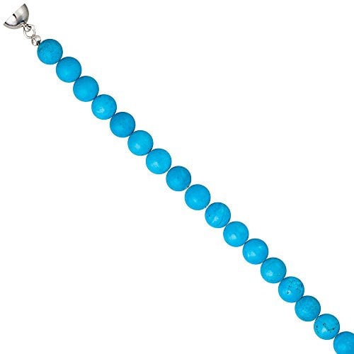 Collier Edelsteinkette aus türkis farbenem Magnesith Edelstahl Damen 45cm