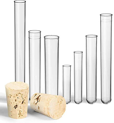 Tuuters 25x Kunststoff Reagenzgläser mit Korken (Naturkorken), Reagenzglas, Reagenzröhrchen (150 x ø 16 mm)