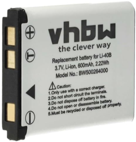 vhbw 1x batteria compatibile con Fuji/Fujifilm Finepix XP80, JV500 fotocamera (500mAh, 3,6V, Li-Ion)
