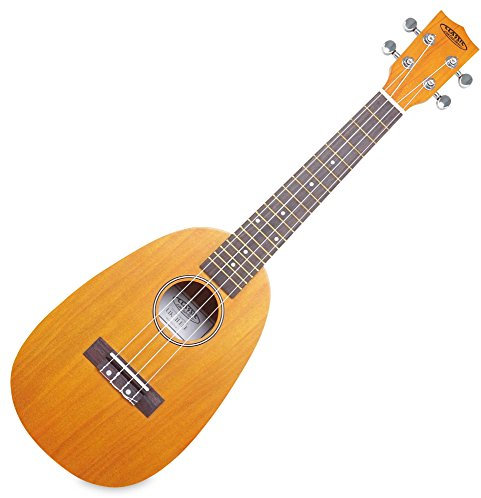 Classic Cantabile UC-240P NAT Konzert-Ukulele Pineapple (originelle Optik, 18 Bünde, edle Verarbeitung, leichtgängige Gitarrenmechanik, Hawaii-Feeling, inkl. Gigbag) gold-gelb