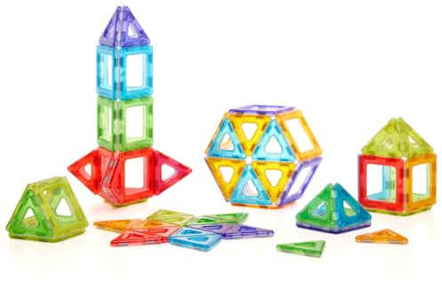 Polydron Lichtdurchlässiges Magnet-Set, 64-teiliges buntes Lernspielzeug für Bildung, Bauen, Lernspielzeug, 3 Jahre