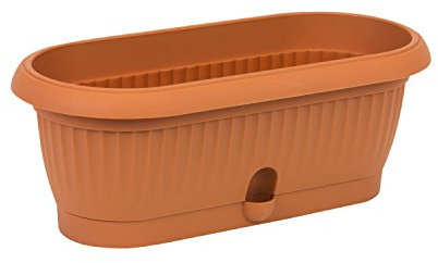 Terra - Cassetta portafiori Terra,plastica, 27 cm,colore terracotta,