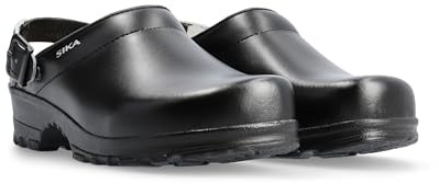 SIKA Unisex Flex LBS Komfort-Clog, weiches LBS-Fußbett mit Fersenriemen,breite Passform,Permair-Lederschuh,rutschfeste PU-Laufsohle für Krankenhäuser, Lebensmittelindustrie, Gastronomie & Pflegeberufe