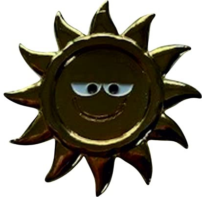 Anstecknadel aus Metall, Emaille, Smiley Sunshine (vergoldetes Sonnengesicht)