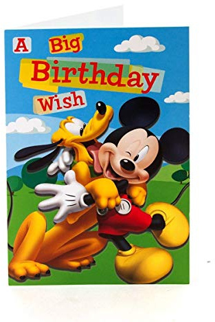 Tarjeta de cumpleaños de Mickey Mouse Pluto a Big Birthday Wish