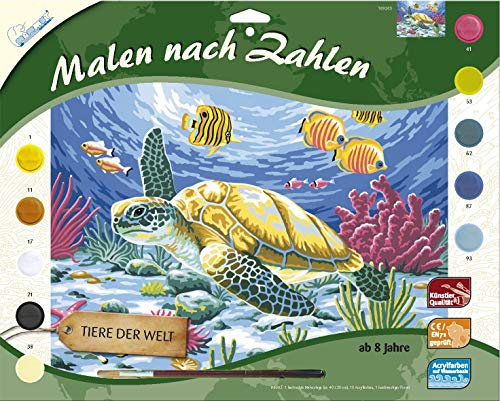 Mammut 109203 - Malen nach Zahlen - Seeschildkröte, Kinder ab 8 Jahre, circa 30 x 40 cm