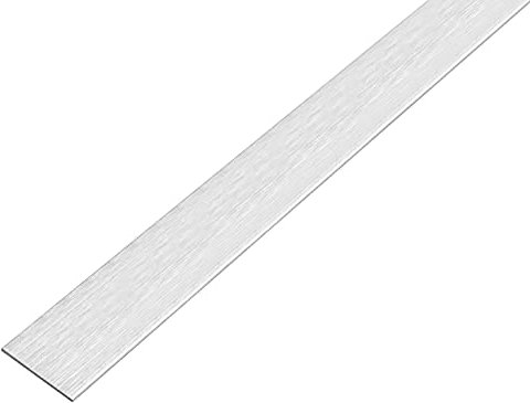 Alberts 488789 Barra piatta, autoadesiva, alluminio, design acciaio inox, chiaro, 1000 x 20 x 2 mm